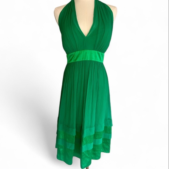 Maggy London Dresses & Skirts - Y2K MAGGY LONDON Babydoll Silk Chiffon Satin Halter Dress Coquette Glam Size 10